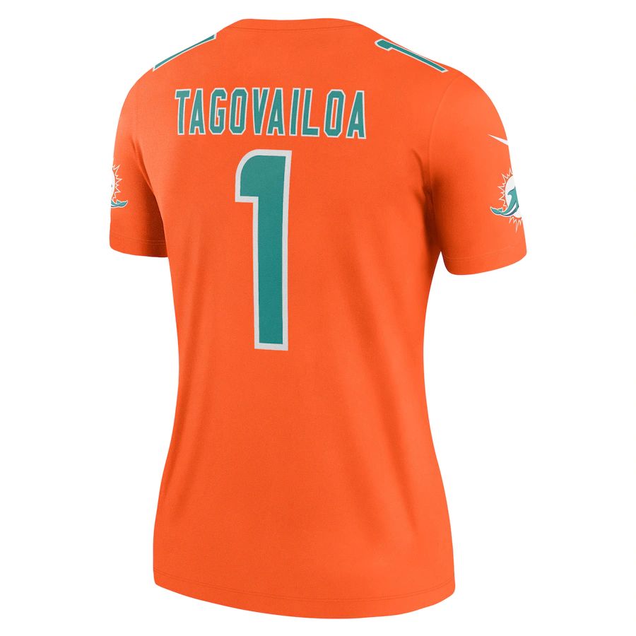 M.Dolphins #1 Tua Tagovailoa Orange Inverted Legend Jersey Stitched American Football Jerseys - Main View