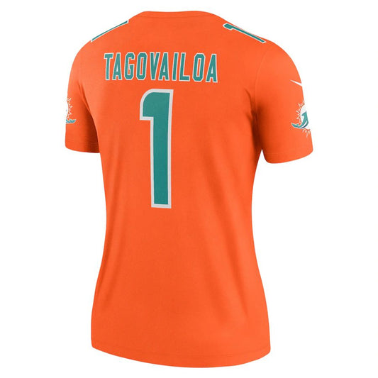 M.Dolphins #1 Tua Tagovailoa Orange Inverted Legend Jersey Stitched American Football Jerseys - Main View