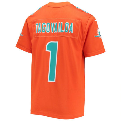 M.Dolphins #1 Tua Tagovailoa Orange Inverted Team Game Jersey Stitched American Football Jerseys - Main View