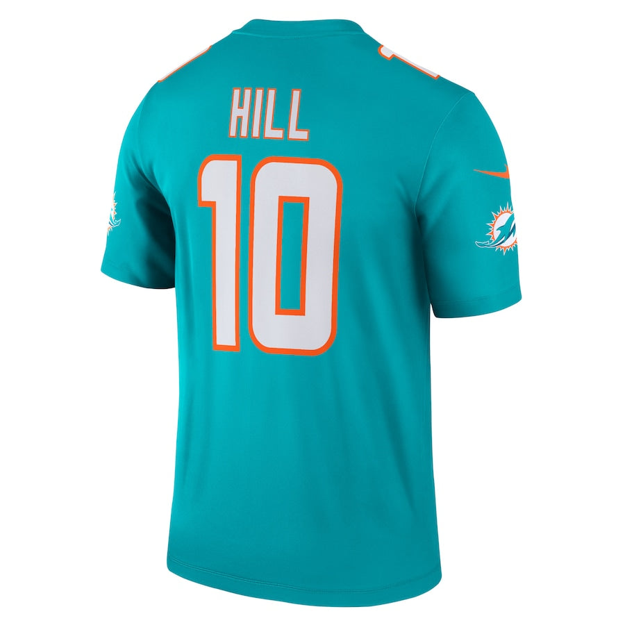 M.Dolphins #10 Tyreek Hill Aqua Legend Jersey Stitched American Football Jerseys - Main View