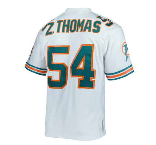 M.Dolphins #54 Zach Thomas Mitchell & Ness White 1996 Legacy Replica Jersey Stitched American Football Jerseys - Main View