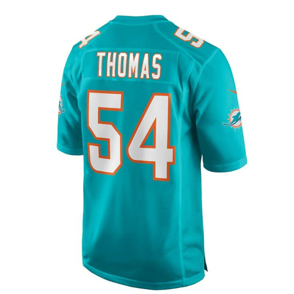 M.Dolphins #54 Zach Thomas Aqua Game Retired Player Jersey Stitched American Football Jerseys - Main View