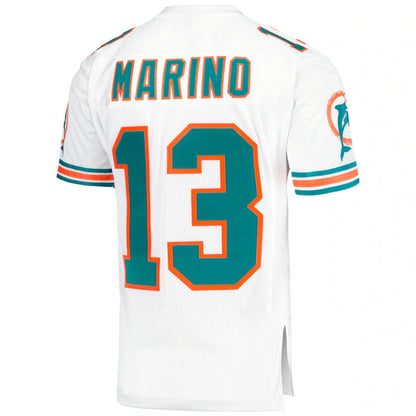 M.Dolphins #13 Dan Marino 1995 Mitchell & Ness Authentic Throwback Retired Player Pocket Jersey - White Stitched American Football Jerseys - Main View