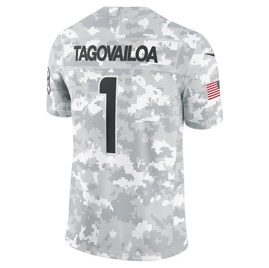 M.Dolphins #1 Tua Tagovailoa Arctic Camo 2024 Salute to Service Limited Stitched American Football Jerseys - Main View