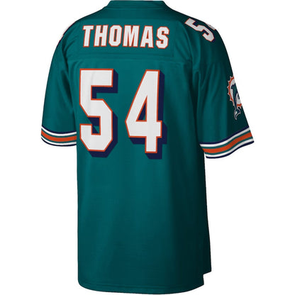 M.Dolphins #54 Zach Thomas Mitchell & Ness Legacy Replica Jersey - Aqua Stitched American Football Jerseys - Main View
