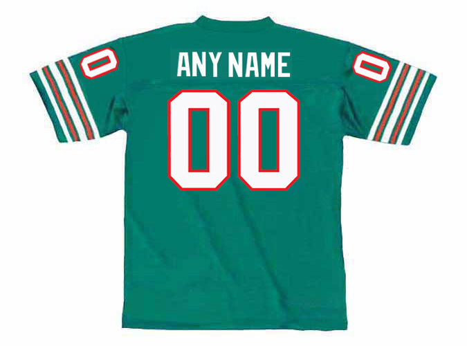 Custom M.Dolphins Aqua Mitchell and Ness Throwback Stitched American Football Jerseys - Main View