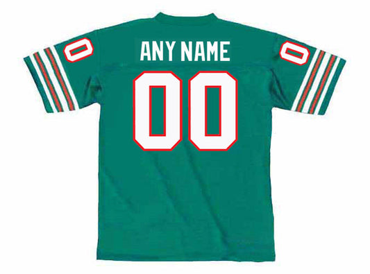 Custom M.Dolphins Aqua Mitchell and Ness Throwback Stitched American Football Jerseys - Main View