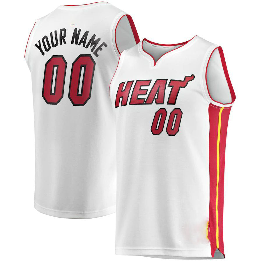 Custom M.Heat Fanatics Branded  Fast Break Replica Jersey White Association Edition Stitched Basketball Jersey - Main View