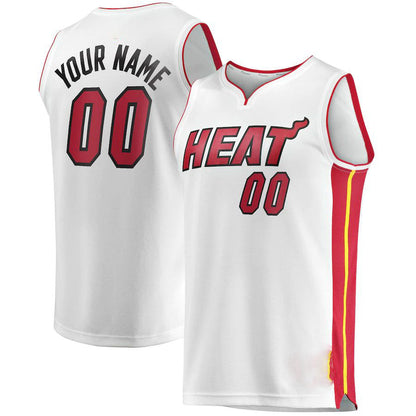 Custom M.Heat Fanatics Branded  Fast Break Replica Jersey White Association Edition Stitched Basketball Jersey - Main View