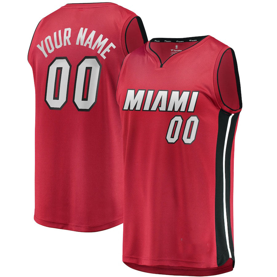Custom M.Heat Fanatics Branded Fast Break Replica Jersey Red Statement EditionStitched Basketball Jersey - Main View