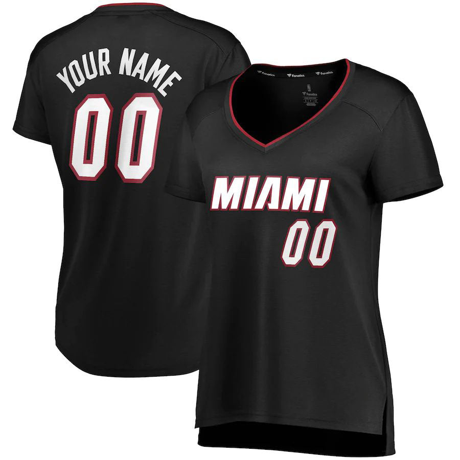 Custom M.Heat Fanatics Branded Women's Fast Break Jersey Black Icon Edition Statement Edition Stitched Basketball Jersey - Main View