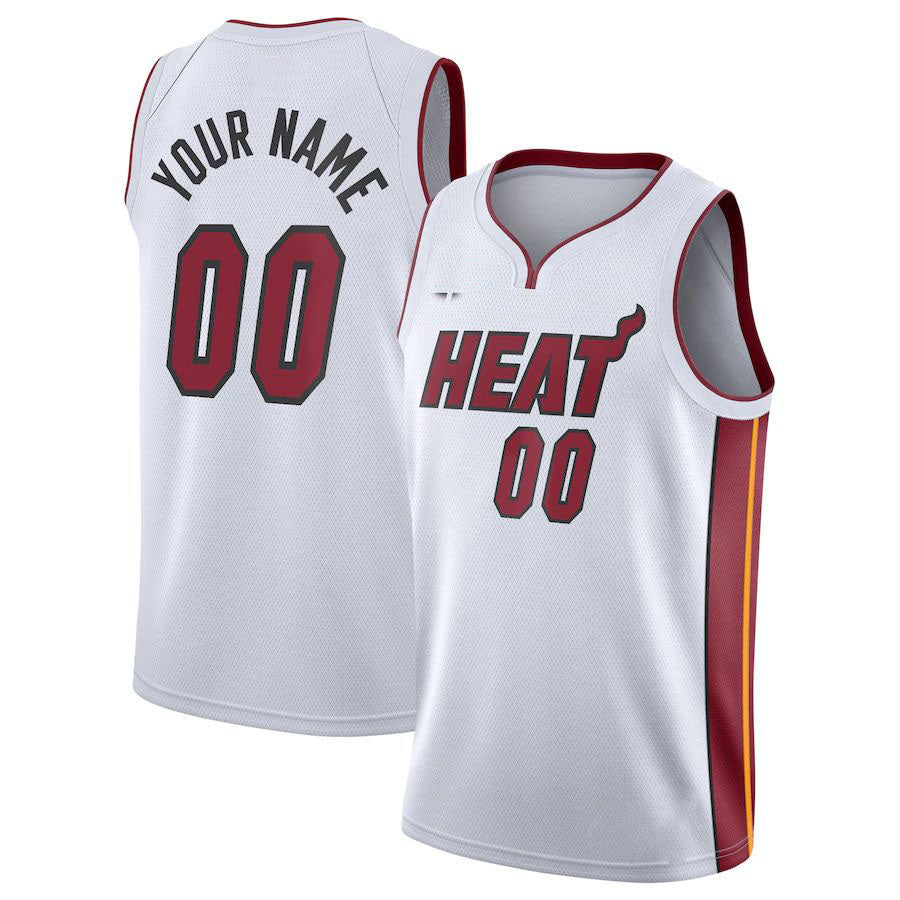 Custom M.Heat 2020-21 Swingman Jersey White Association Edition Stitched Basketball Jersey - Main View