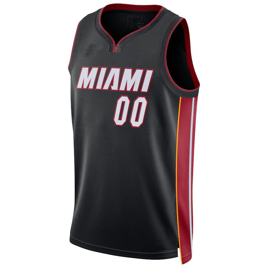Custom M.Heat 2021-22 Diamond Swingman Jersey Black Icon Edition Statement Edition Stitched Basketball Jersey - Main View