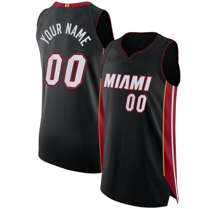 Custom M.Heat Authentic Jersey Black Icon Edition Statement Edition Stitched Basketball Jersey - Main View