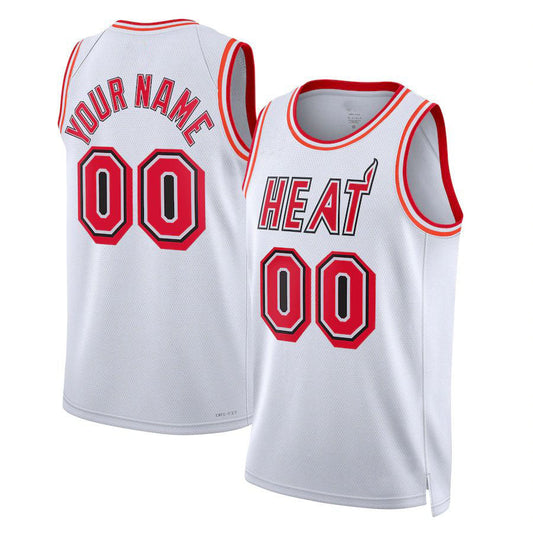 Custom M.Heat Unisex 2022-23 Swingman Jersey Classic Edition White Stitched Basketball Jersey - Main View