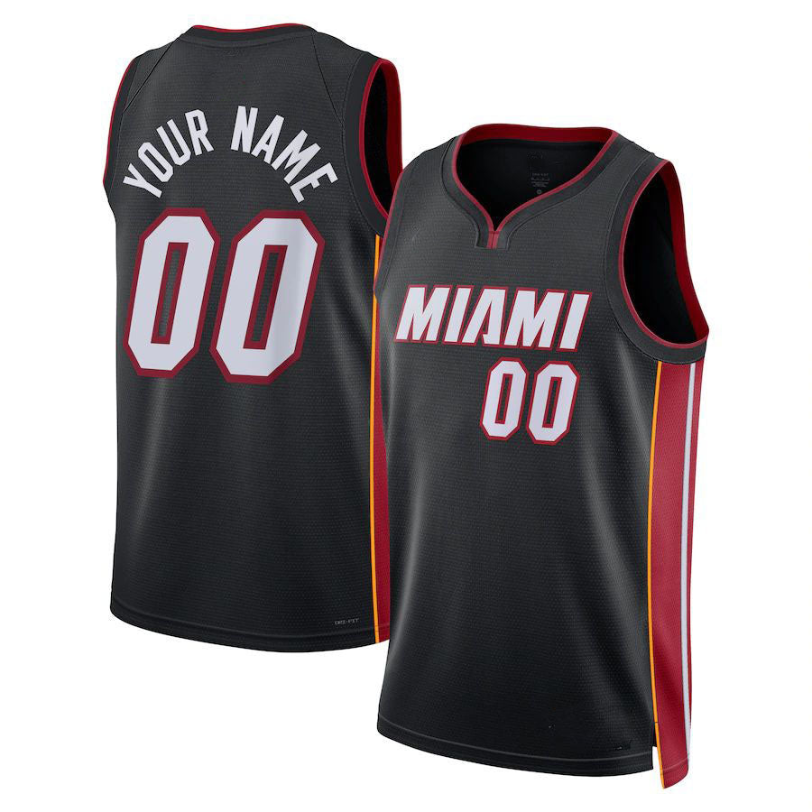 Custom M.Heat Unisex 2022-23 Swingman Jersey Black Icon Edition Statement Edition Stitched Basketball Jersey - Main View