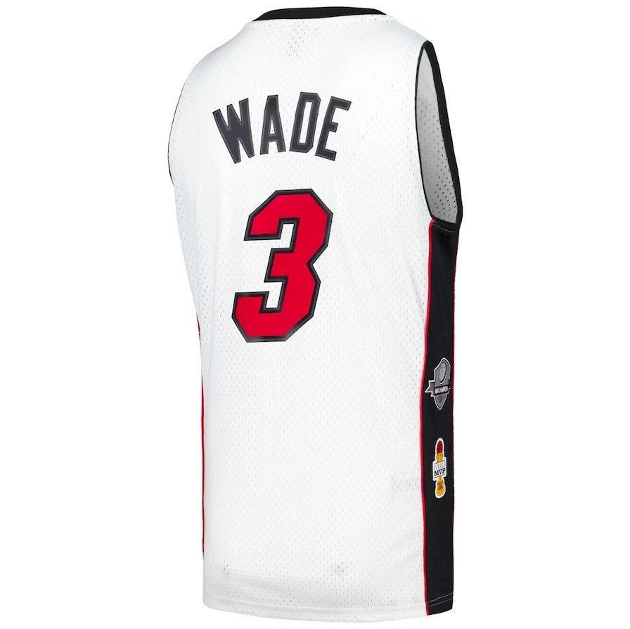 M.Heat #3 Dwyane Wade Mitchell & Ness Unisex Hall of Fame Class of 2023 Throwback Swingman Jersey - White Stitched American Basketball Jersey - Main View