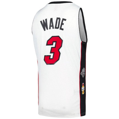 M.Heat #3 Dwyane Wade Mitchell & Ness Unisex Hall of Fame Class of 2023 Throwback Swingman Jersey - White Stitched American Basketball Jersey - Main View
