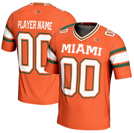 Custom M.Hurricanes GameDay Greats NIL Pick-A-Player Football Jersey - Orange American College Jerseys - Main View