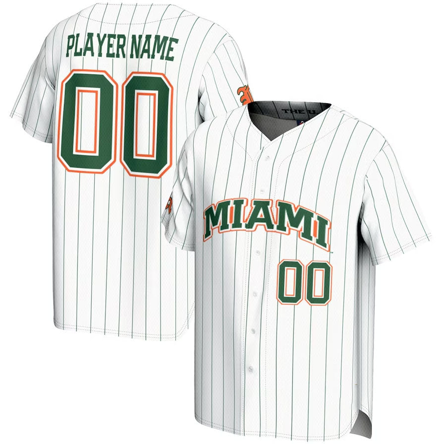 Custom M.Hurricanes GameDay Greats NIL Pick-A-Player Lightweight Baseball Jersey - White American College Jerseys - Main View