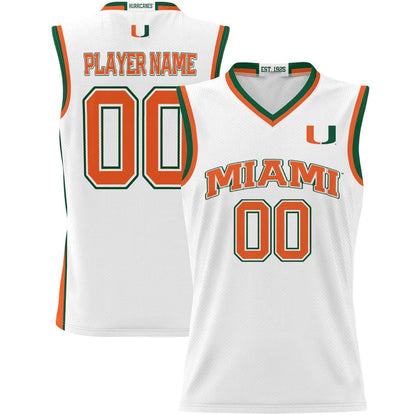 Custom M.Hurricanes GameDay Greats NIL Pick-A-Player Lightweight Basketball Jersey - White American College Jerseys - Main View