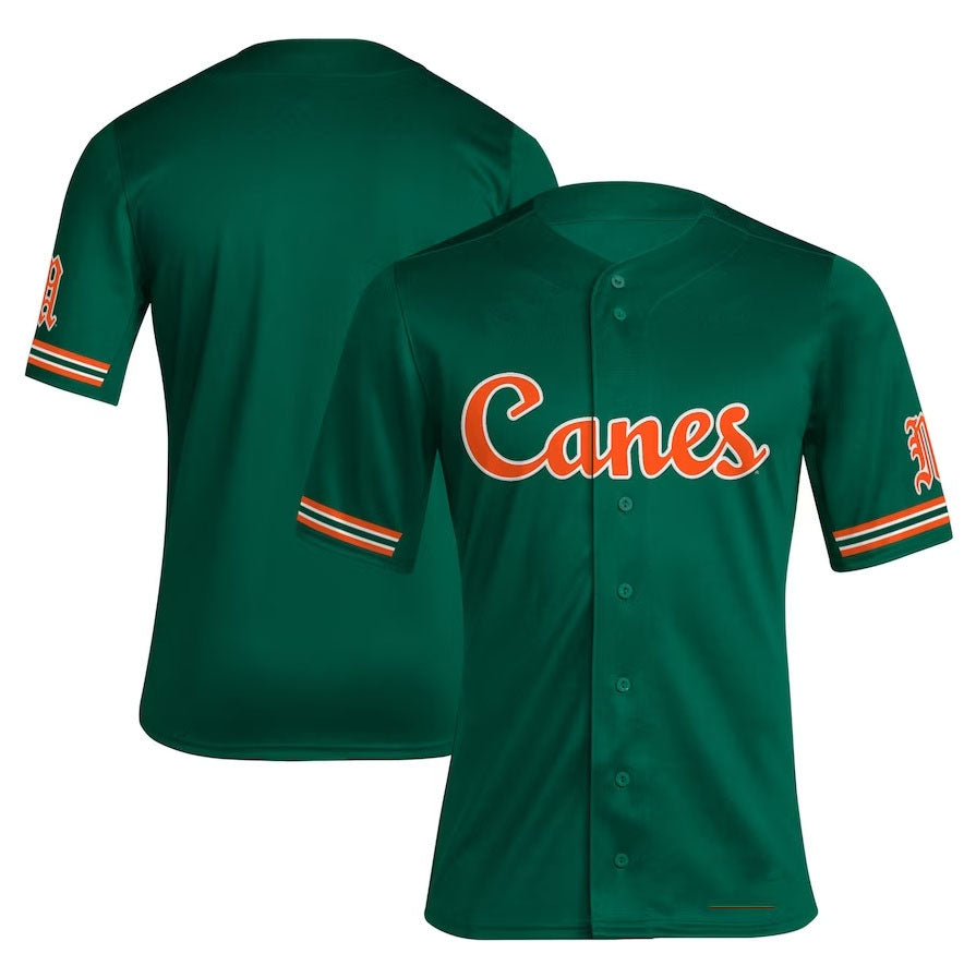 M.Hurricanes Reverse Retro Replica Baseball Jersey - Green American College Jerseys - Main View