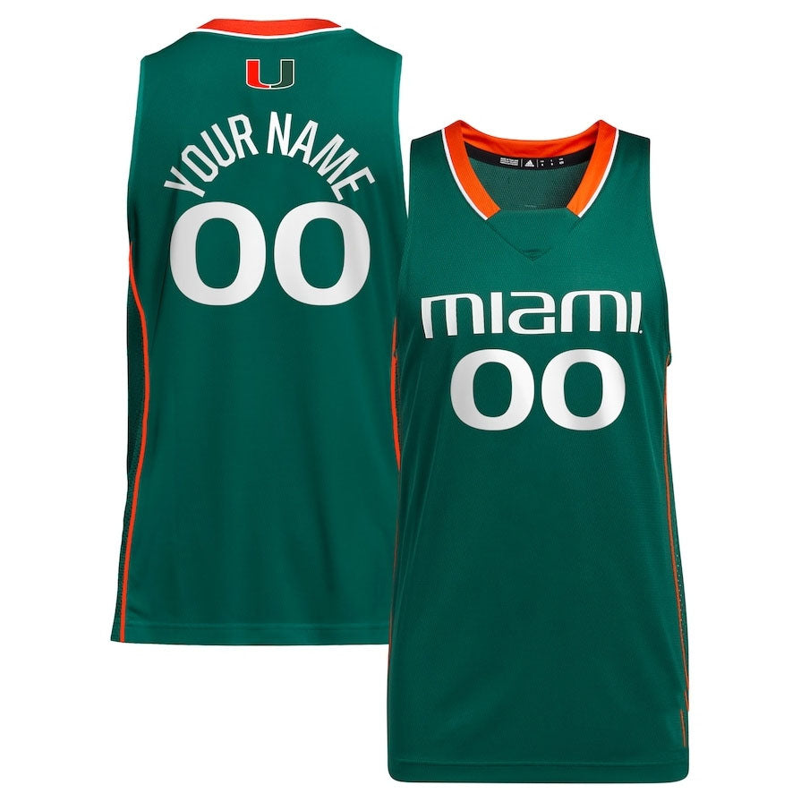 Custom M.Hurricanes Unisex Alternate Basketball Jersey - Green American College Jerseys - Main View
