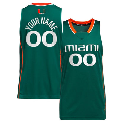 Custom M.Hurricanes Unisex Alternate Basketball Jersey - Green American College Jerseys - Main View
