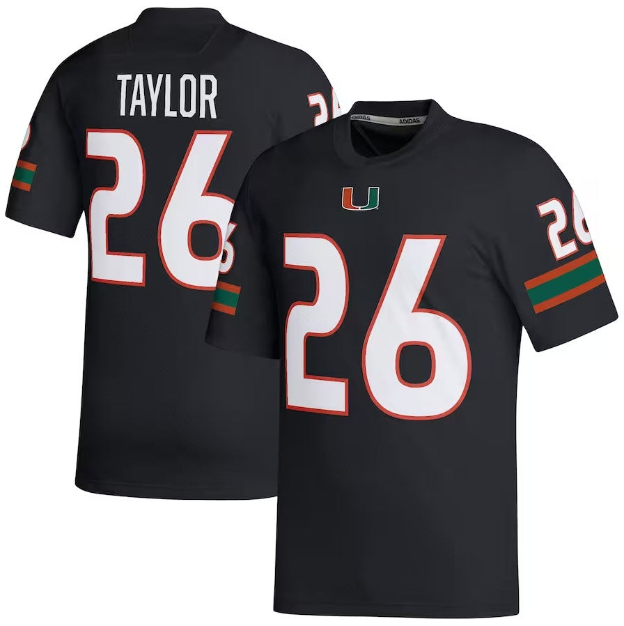 M.Hurricanes #26 Sean Taylor Retired Football Player Jersey - Black American College Jerseys - Main View