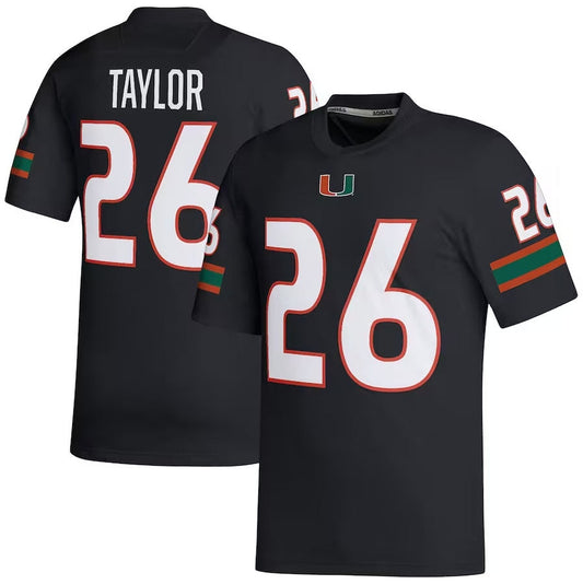 M.Hurricanes #26 Sean Taylor Retired Football Player Jersey - Black American College Jerseys - Main View