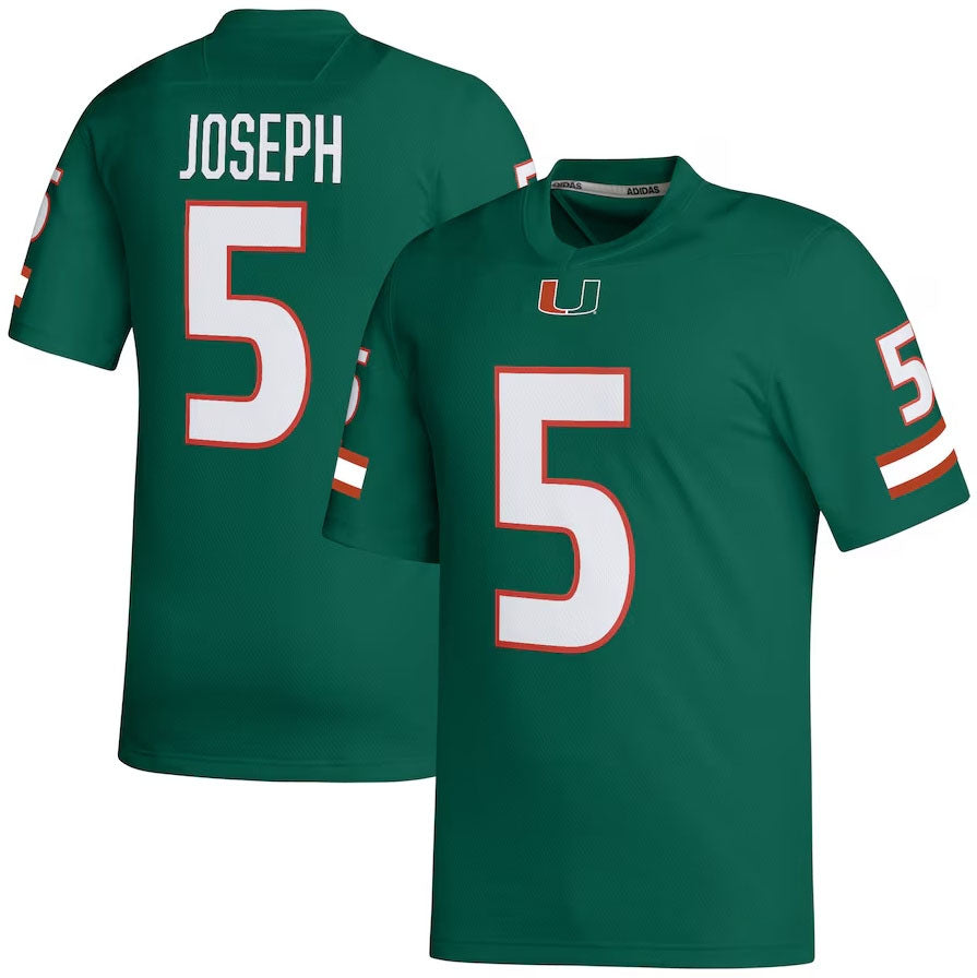 M.Hurricanes #5 Ray Ray Joseph NIL Football Player Jersey - Green American College Jerseys - Main View