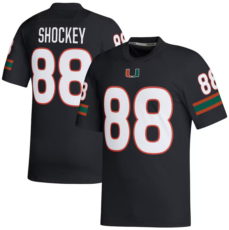 M.Hurricanes #88 Jeremy Shockey Retired Football Player Jersey - Black American College Jerseys - Main View