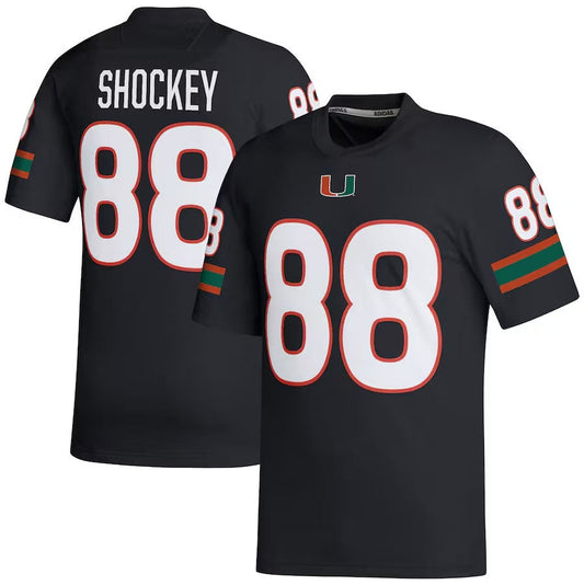 M.Hurricanes #88 Jeremy Shockey Retired Football Player Jersey - Black American College Jerseys - Main View
