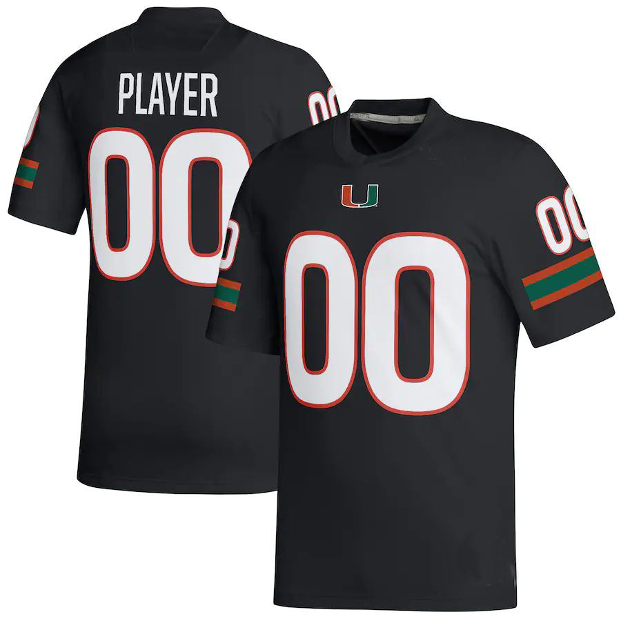 Custom M.Hurricanes Pick-A-Player NIL Replica Black Football Jersey American Stitched College Jerseys - Main View