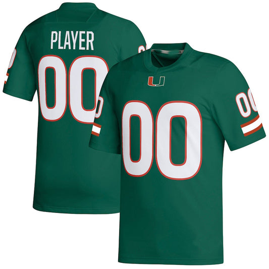 Custom M.Hurricanes Pick-A-Player NIL Replica Green Football Jersey American Stitched College Jerseys - Main View