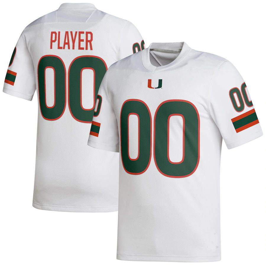 Custom M.Hurricanes Pick-A-Player NIL Replica White Football Jersey American Stitched College Jerseys - Main View