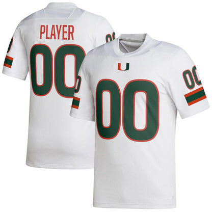 Custom M.Hurricanes Pick-A-Player NIL Replica White Football Jersey American Stitched College Jerseys - Main View
