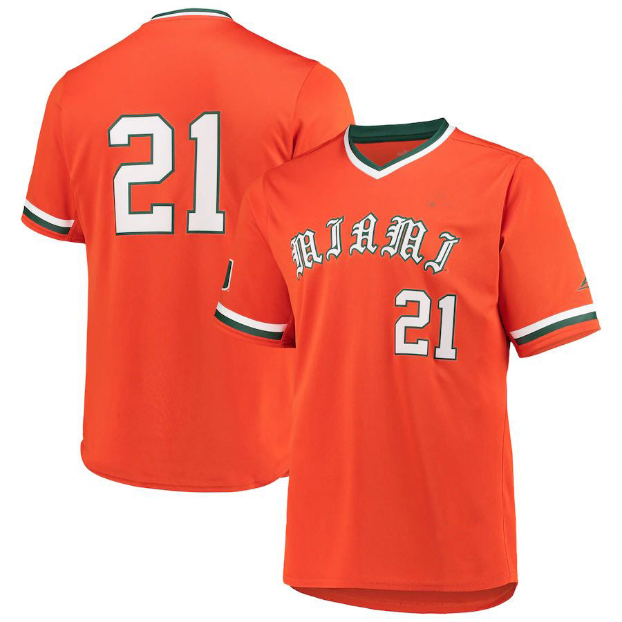 #21 M.Hurricanes Primegreen Baseball Jersey Orange Football Jersey Stitched American College Jerseys - Main View