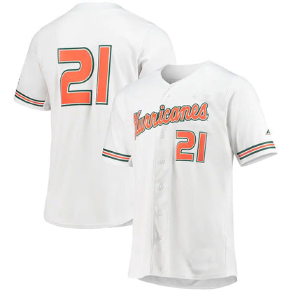 #21 M.Hurricanes Replica Baseball Jersey White Football Jersey Stitched American College Jerseys - Main View