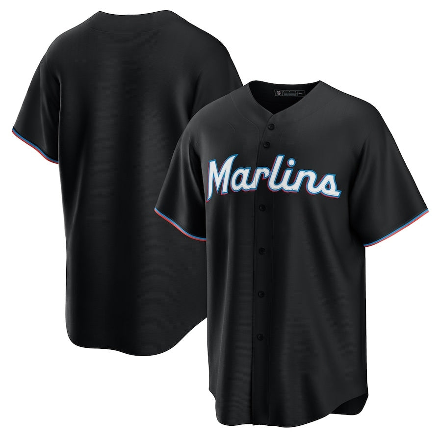 Miami Marlins Alternate Replica 2.0 Jersey - Black Stitched Baseball Jersey - Main View