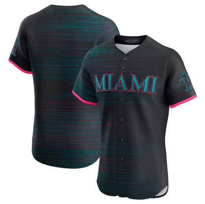Miami Marlins Black 2025 City Connect Elite Stitched Baseball Jersey - Main View