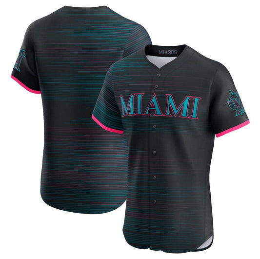 Miami Marlins Black 2025 City Connect Elite Stitched Baseball Jersey - Main View