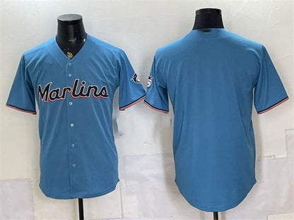 Miami Marlins Blank Blue Cool Base Stitched Jersey - Main View