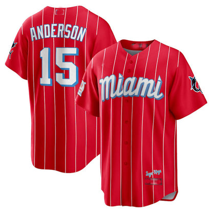 Miami Marlins #15 Brian Anderson Red City Connect Replica Player Jersey Baseball Jerseys - Main View