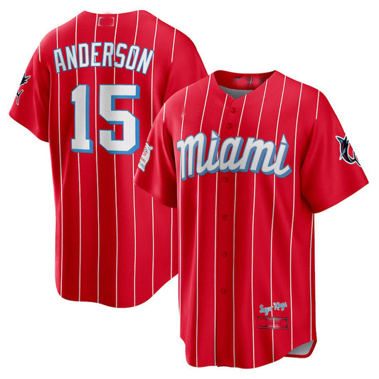 Miami Marlins #15 Brian Anderson Red City Connect Replica Player Jersey Baseball Jerseys - Main View