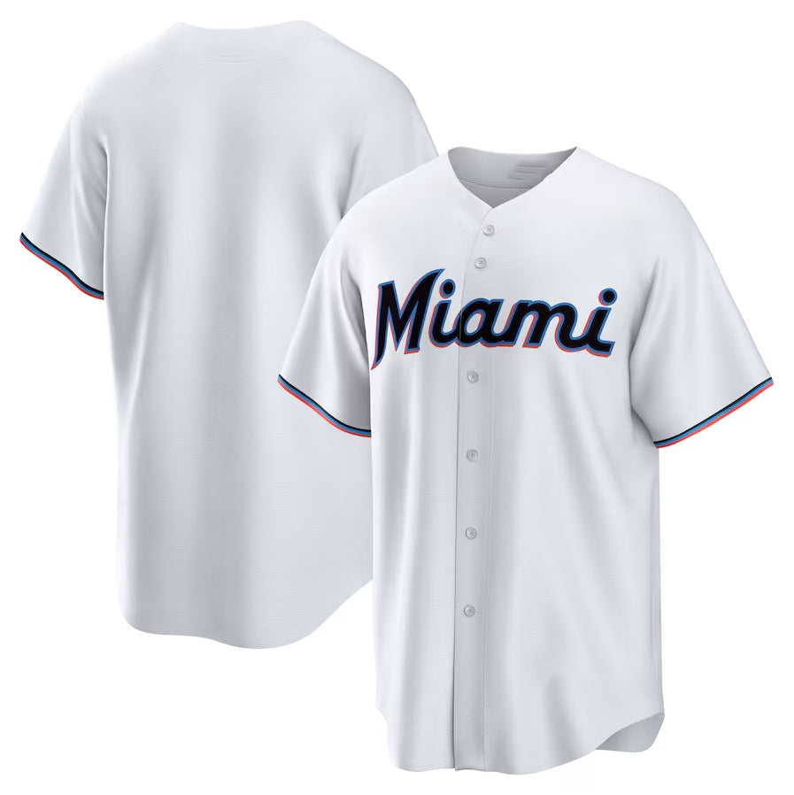 Miami Marlins Home Blank Replica Jersey - White Stitched Baseball Jersey - Main View