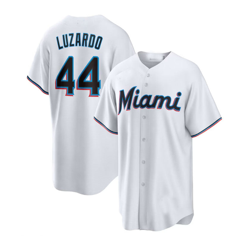 Miami Marlins #44 Jes¨²s Luzardo White Home Replica Player Jersey Baseball Jerseys - Main View