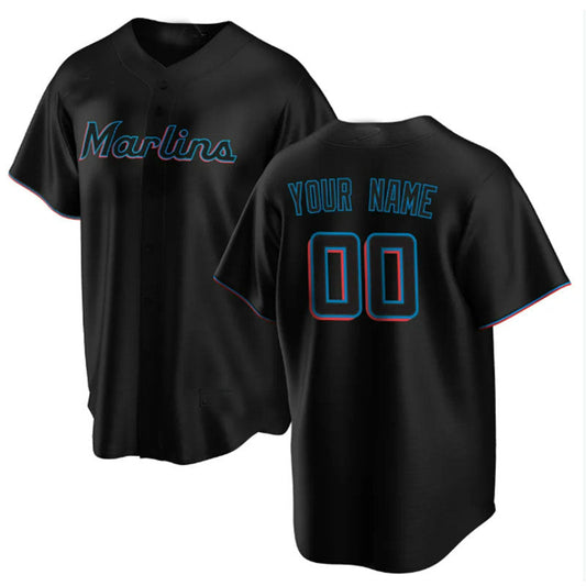 Custom Miami Marlins Alternate Replica Custom Jersey - Black Baseball Jerseys - Main View
