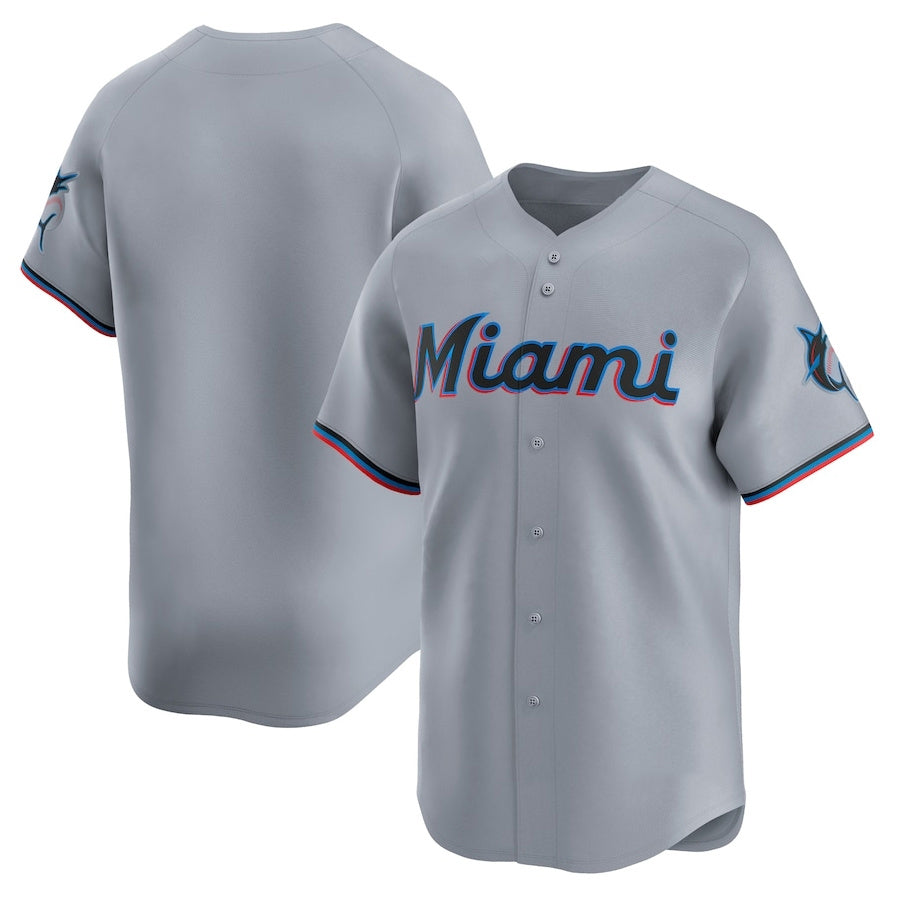 Miami Marlins Road Limited Jersey – Gray Stitched Baseball Jersey - Main View