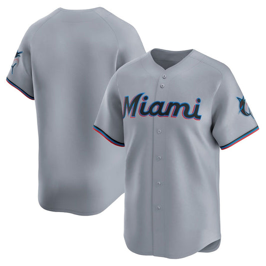 Miami Marlins Road Limited Jersey – Gray Stitched Baseball Jersey - Main View